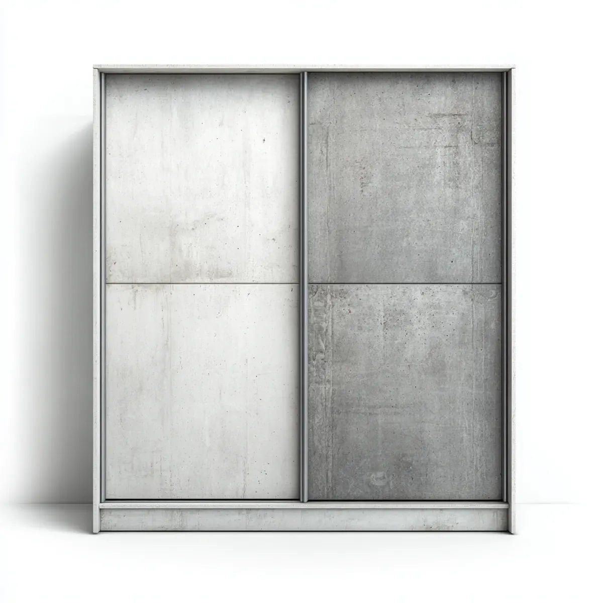 Armoire penderie à portes coulissantes gris béton 200 x 60 x 220 cm en panneaux de particules rectangulaire