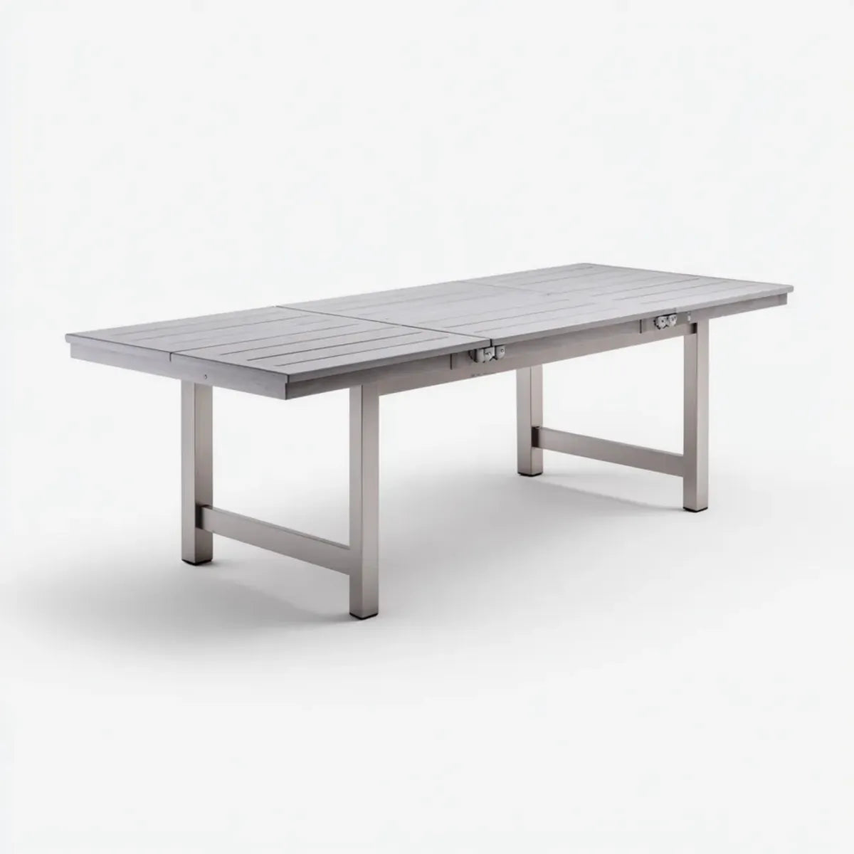 Table à manger extensible gris aluminium rectangulaire 180-240 x 90 x 75 cm