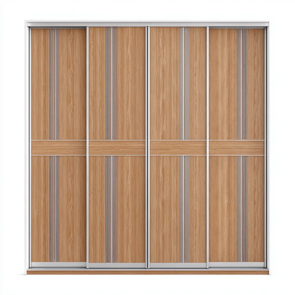 Armoire à portes coulissantes chêne clair et argentée 240 x 60 x 220 cm en panneaux de particules mélaminés rectangulaire