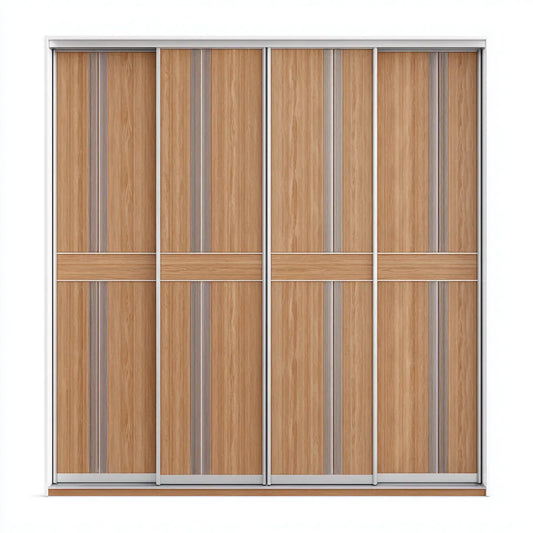 Armoire à portes coulissantes chêne clair et argentée 240 x 60 x 220 cm en panneaux de particules mélaminés rectangulaire