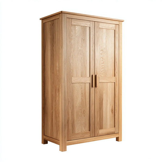 Armoire de chambre 2 portes chêne naturel 100 x 55 x 190 cm en chêne massif rectangulaire