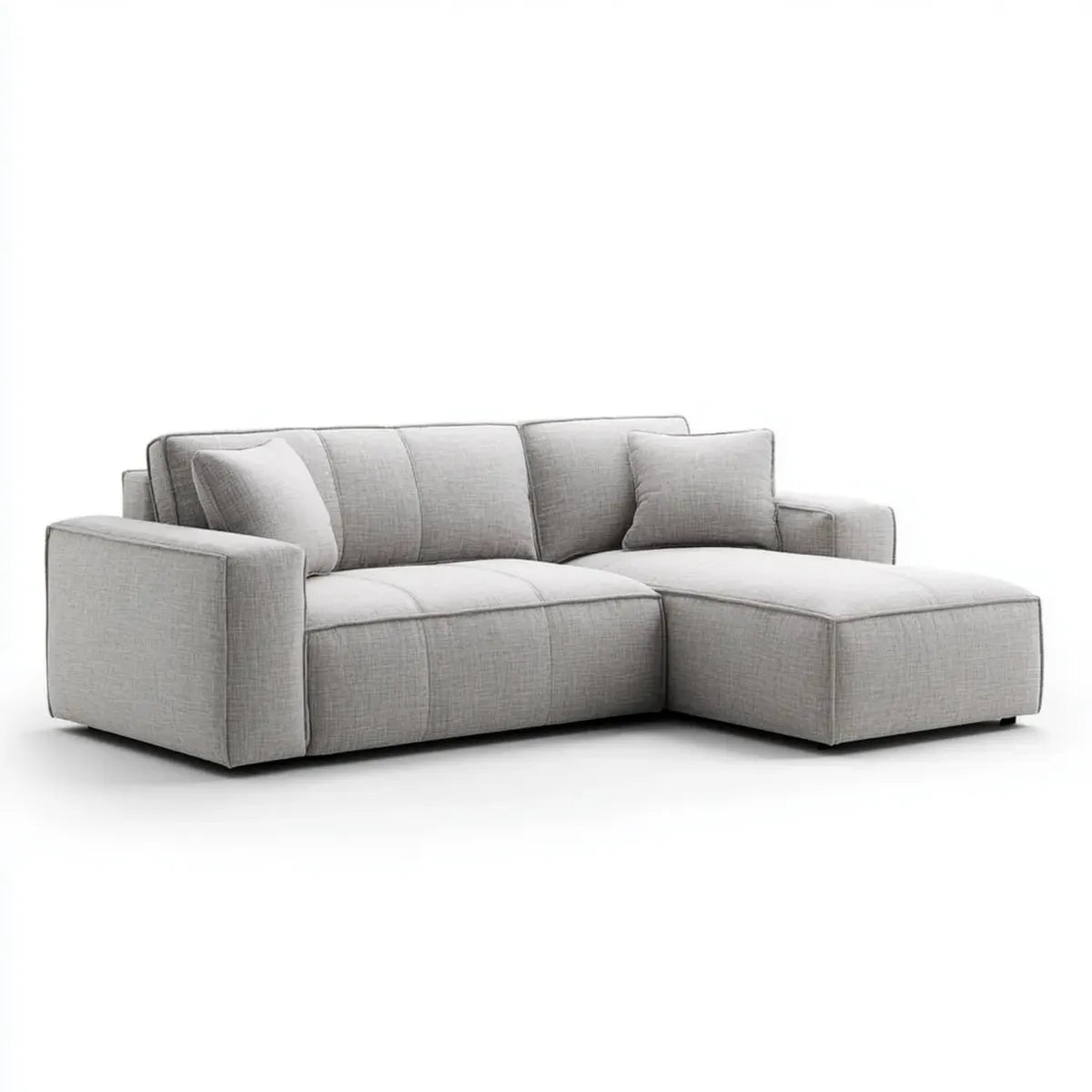 Canapé d’angle droit en L gris clair 260 x 165 x 85 cm revêtement polyester