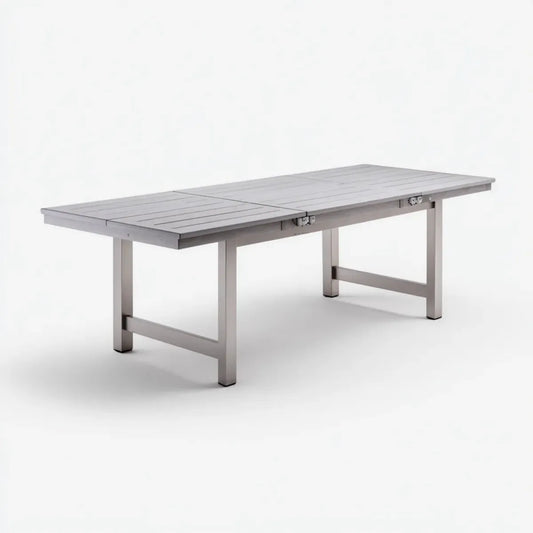 Table à manger extensible gris aluminium rectangulaire 180-240 x 90 x 75 cm