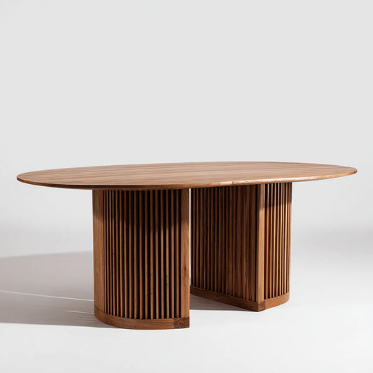 Table à manger ovale marron 180 x 100 x 75 cm en bois massif de manguier