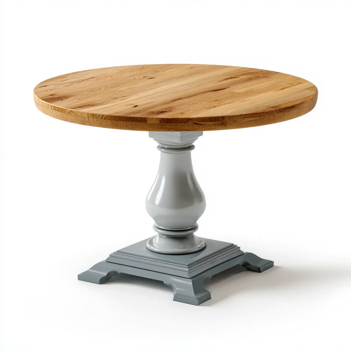 Table à manger ronde chêne naturel et gris 120 x 120 x 76 cm en chêne massif