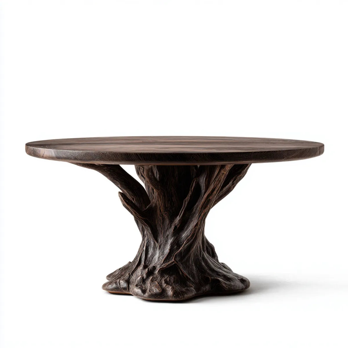 Table à manger ronde brun foncé en bois massif 150 x 150 x 75 cm