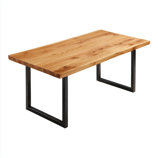 Table à manger rectangulaire chêne naturel et acier noir 180 x 90 x 75 cm