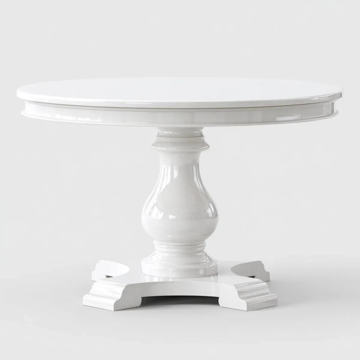 Table à manger ronde blanche 120 cm en MDF laqué avec piètement central