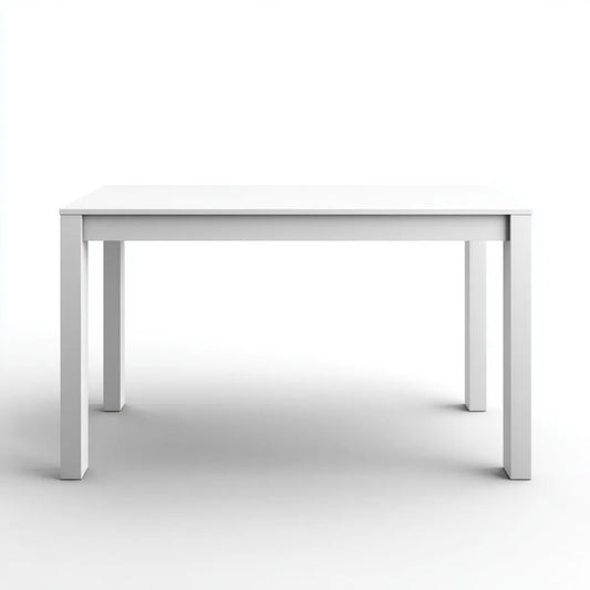 Table à manger rectangulaire blanche 120 x 75 x 74 cm en panneaux de particules mélaminés